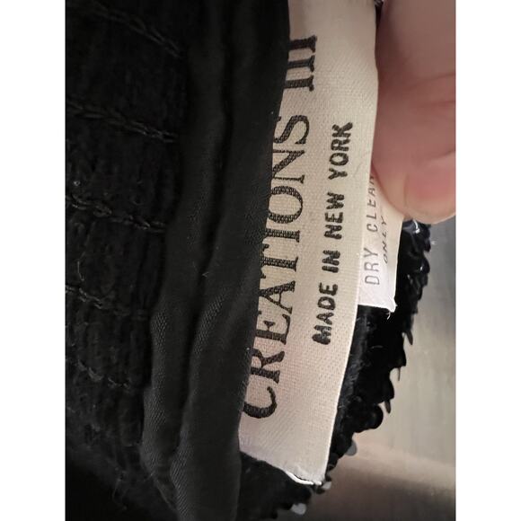 Vintage 80s Creations III Black Sequin Tank Top OS Glam Disco - Picture 3 of 6